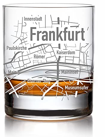 AMAVEL Vaso de whisky con grabado del mapa de la ciudad de Frankfurt, vaso de whisky, regalo de Frankfurt, accesorio de whisky, cristal con grabado, recuerdo de Frankfurt, vasos de whisky, regalos