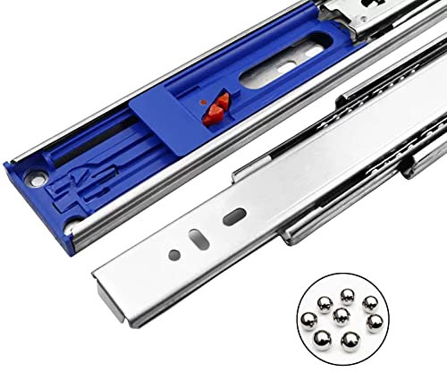 Schubladenschienen Vollauszug Push to Open Edelstahl-Schubladenschienen 250mm-550mm Metall-Kugellager-Schubladenschienen Mit Schrauben, Schwerlast-Schubladenschienen Belastbarkeit 45Kg ( Color : Stain