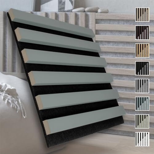 MARBET DESIGN Akustikpaneele Akustikquadrate 30x30cm Wandverkleidung Holz - (1 Paneel, schwarz - hellblau) vertikal Akustikfilz Lamellenwand Platten