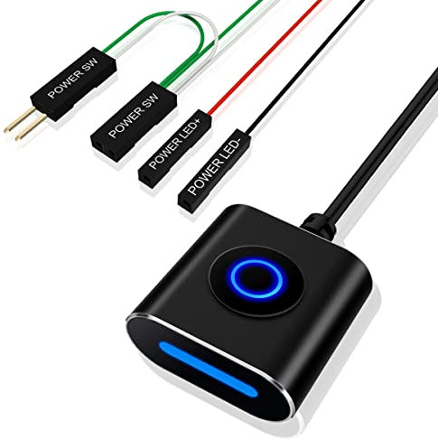 COOIDEA PC-Power Button, Desktop-Computer-Netzschalter, Externes Verlängerungskabel für den Fernstart des PC Motherboard Power On Off Switch - 2,5 Meter, mit Magnet