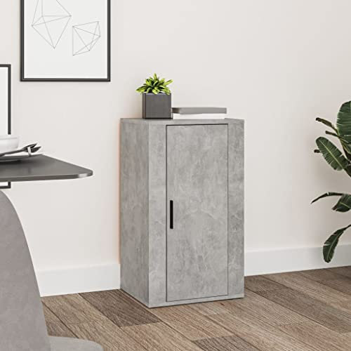 FIRBNUS Armario lateral con compartimentos, 40 x 33 x 70 cm, armario auxiliar, armario bajo, armario de almacenamiento, cómoda, gris hormigón, aparador, salón, TV, armario de almacenamiento, material