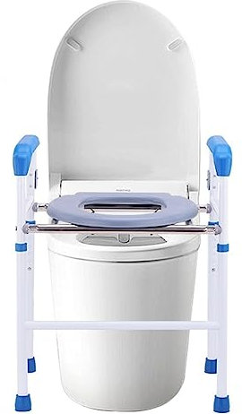 Sedile WC rialzato for sedia da toilette con maniglie, sedili WC rialzati regolabili in altezza, telaio di sicurezza WC autonomo for anziani, handicap ( Color : White O-shape , S : 48*38*64-74cm )