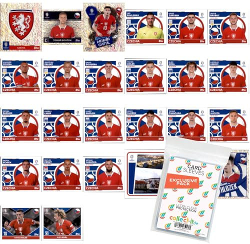 Bundle mit UEFA EURO 2024 Germany - Sammelsticker - Mannschaftspaket - Tschechische Republik + Exklusive collect-it Hüllen