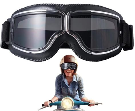 Trendige Sonnenbrille – Steampunk Vintage Fahrradbrille, Motorradbrille, Bikke Racer Touring Brille mit enger Passform, Piloten-Stil, Scooter, Airsoft-Brille für Hubschrauber-Piloten,