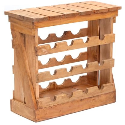 DESIGN DELIGHTS Natur WEINREGAL Sevilla | Mahagoni Massivholz, Höhe 56cm, 12 Flaschen | Flaschenregal, Holz Weinschrank, Getränke Regal, Holz Weinhalter