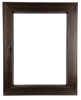 ALUCON Kellerfenster 400x900 mm – Fenster 40x90 cm – Kunststofffenster Innen Dunkle Eiche/Außen Dunkle Eiche – Flügelfenster DIN Rechts