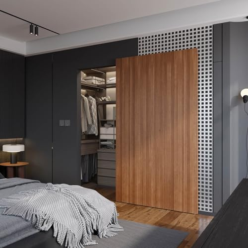 FINOSEN 48inch Concealed Sliding Barn Door Hardware with Soft Close Mechanism, Wall Mount System, Fit MIN Opening Width 40in, Invisible Floor Track, Aluminum(Door is not Included)