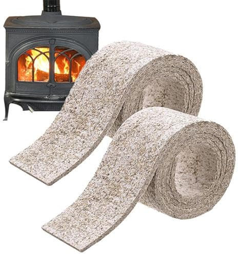 Cinta para juntas de estufa de leña,Junta para estufa de leña,2 rollos de junta para puerta de chimenea con protección térmica para estufa de leña - Prácticos accesorios de estufa con junta de montaje