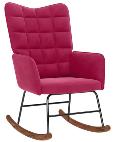 vidaXL Silla Mecedora de Terciopelo Rojo Vino Tinto, Silla, sillón de salón, sillón mecedor, sillón, sillón de Relax, sillón Relax