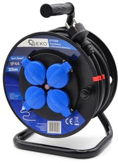 BSD Avvolgicavo elettrico 25m 3x1,5mm² IP44 con 4 prese, protezione IP44, ideale per usi industriali e domestici, 16A, robusto e resistente.