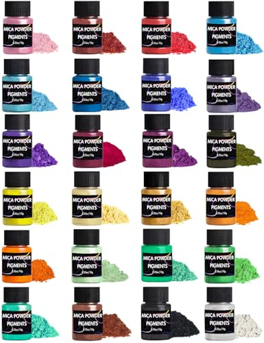 Luckymica Glimmerpulver, 24 Färger Pärlemorfärgat Pigmentpulver För Epoxiharts, 240 G Pärlpigmentset För Tvåltillverkning, Badbomb, Ljustillverkning, Konsthantverk, Läppglans, Nagellack, Färgämne