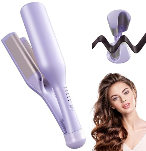 32mm Welleneisen für Haare, Welleneisen Lockenstab, Lockenstab Große Locken, Beach Waves Lockensta, Französischer French Wave Lockeneisen Wellen Eisen Einstellbare Temperatur für alle Haartypen (Lila)