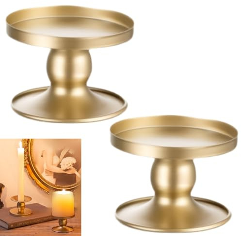 Huilimei Goldfarbene Kerzenhalter aus Metall, Kerzenständer für Stabkerzen, Kerzenständer für Hochzeit, Abendessen, Kamine, Bankett, Tischdekoration, Heimdekoration