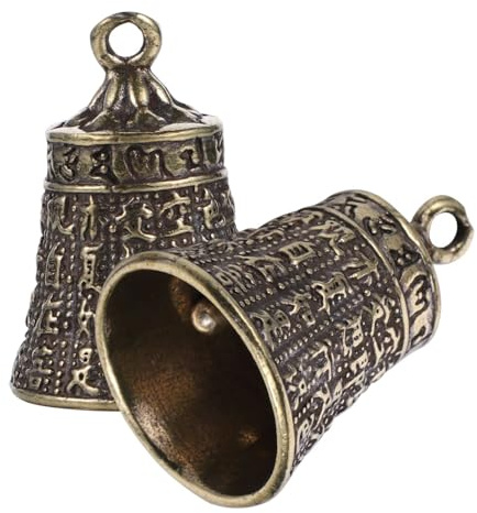 Ciieeo 2pezzi Campana in Ottone Vintage Di Ornamenti Con Incisione Del Cuore Pendenti in Resistente Per Portachiavi e Decorazioni