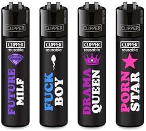 Clipper® 4er FFX Adult Slogan Collection Lighter Flints Feuerzeug + 1 Sticker High Zombie