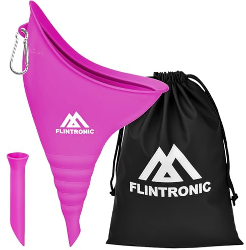 flintronic Urinella für Frauen, Wiederverwendbarer Pinkelhilfe für Frauen mit Verlängerungsrohr, Tragbares Frauenurinal, Urinella für Frauen Wandern Camping Zubehör für Unterwegs, Camping (Rosenrot)