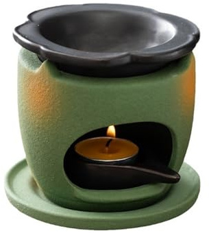 Juego de fondue for derretir chocolate, taza de cerámica for derretir chocolate con soporte, recipiente multiusos for calentar mantequilla y fondue de queso for cafeterías y restaurantes en casa.