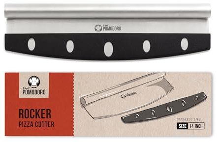 Chef Pomodoro Pizza Rocker Cutter with Protective Cover, Multipurpose 14 Inch Curved Chopper with Stainless Chopper, Premium Pizza Accessories Dishwasher Safe