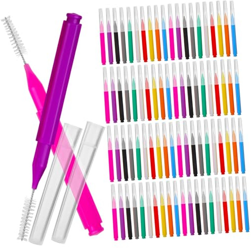 BIUDECO 100 pièces Brosses Interdentaires Orthodontiques Multicolores Brossettes Nettoyantes pour Espaces Dentaires Compactes et Ergonomiques Accessoire Portable pour Soins Dentaires