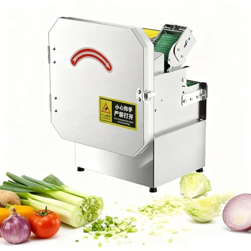 Trancheuse à oignons verts professionnelle, épaisseur et longueur réglables, coupe-légumes électrique 200 W, machine à couper les poireaux électrique 700 BPM, for ail, gingembre, piment