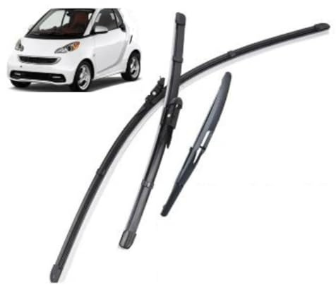 Jeu d'essuie-Glaces Avant et arrière pour Smart ForTwo W451 Coupe 2007-2014, 2 Lames Avant + 1 arrière - Résistance aux intempéries Installation Facile