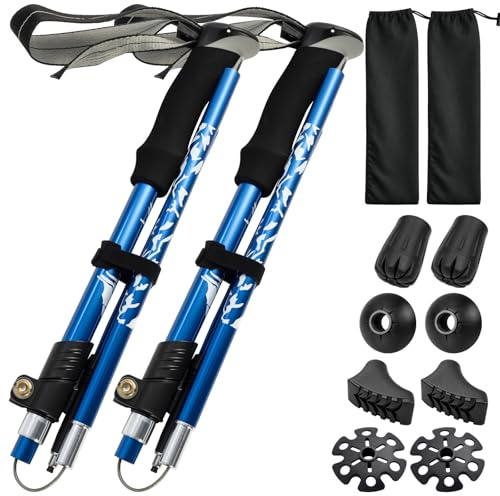 GREENSAPPIRE Walking Poles, 2 Pack Lightweight Collapsible Trekking Poles, Adjustable Hiking Sticks 108–130 cm, 7075 Aluminum with EVA Foam Grip & Padded Wrist Straps for Hiking, Camping & Backpacking