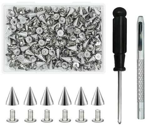 Reicyfang 150 set kondubbar, silverkon spik och dubb nit kit punk rock skruv tillbaka dubbar, metall spikar skruv tillbaka punk nitar stud för kläder läderjacka dekorationer (7 x 10 mm)