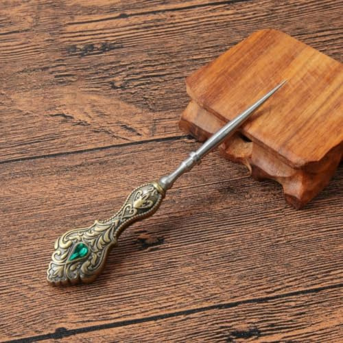 QuivyLivy Punteruolo da cucito per lavori fai da te, strumento da ricamo in acciaio inossidabile con design retrò per cucito, punto croce e riparazioni in pelle (bronzo)