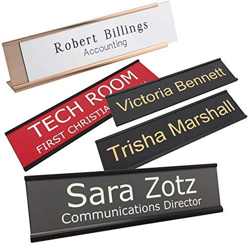 Name Plate For Desk | Desk Name Plate Personalized With Optional Wall or Desk Holder - 2x8 - Customized. Tons of colors and fonts to match your office style by Griffco Supply