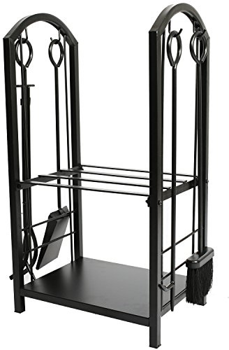 1.Go 18Wide x 27.5High Iron Firewood Log Rack with Fireplace Tool Set