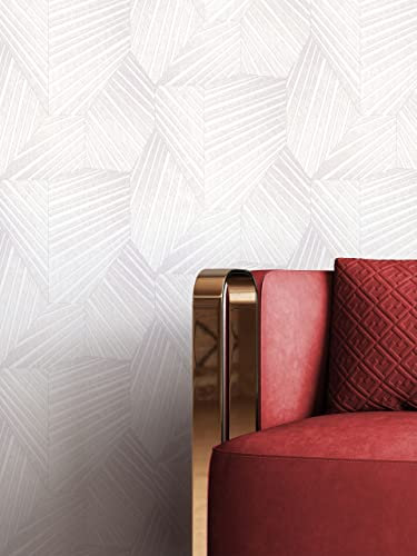 NEWROOM Tapete Weiß Geometrisch Dreiecke Grafik Vliestapete Vlies moderne Design Optik Grafiktapete Modern inkl. Tapezier Ratgeber