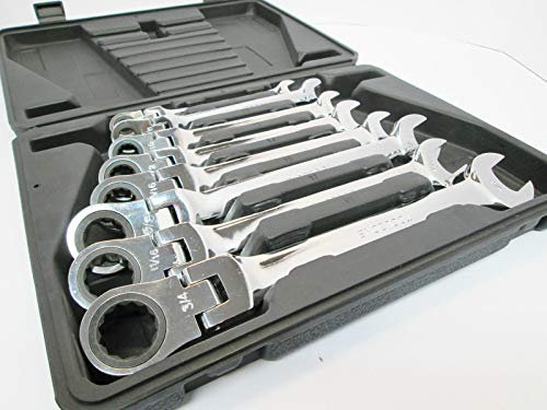 8pc Imperial SAE AF Flexible Ratchet Ring Spanner Set 5/16 -3/4 New TZ SP153