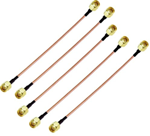 DollaTek 5PCS 7,8 Pollici RG316 Jumper Filo SMA Maschio a SMA Maschio con Linea di Collegamento RF Cavo coassiale Cavo Antenna coassiale Prolunga Adattatore per Cavo - Ago Interno