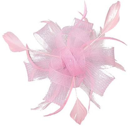 Inzopo Fascinator mit Netzfeder für Damen, Brautschmuck, Haarspange, Brosche, Kopfnadel, Hochzeit, Party-Zubehör, Rosa