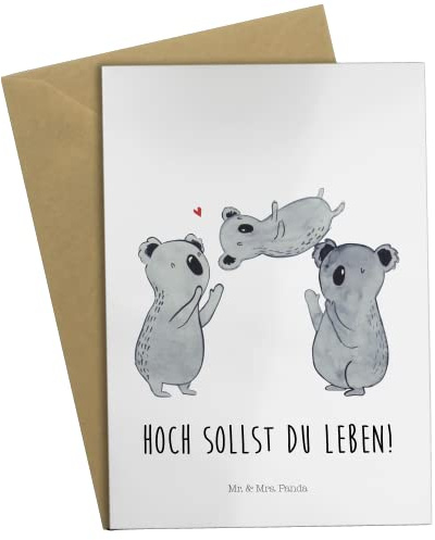 Mr. & Mrs. Panda Grußkarte Koalas Feiern - Geschenk, Geburtstag, Lieblingsmensch, Frau, Geburtstagskarte, Liebe, Abitur, Weihnachten, Happy Birthday, Ostern, Herz