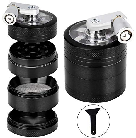 Camidy 4 Layers Grinder, 4- Layer Zinc Alloy Manual Crusher Mill with 3- Chambers Handle for Kitchen Spice Grinding Tool