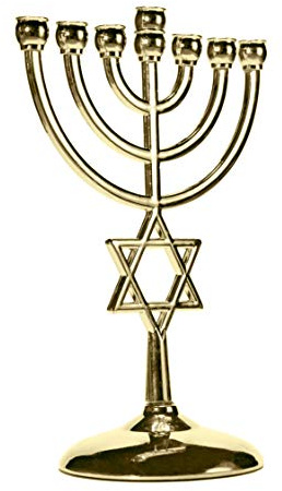 Goldfarbener Davidstern-Kerzenhalter, dekorativ, Judaica, 7 Zweige, Israel, jüdisches Symbol, Menora