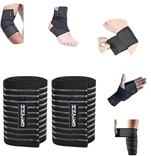 ONTYZZ Supporto Bendaggio Gomito 1 Paio Alta Elasticità Fasciatura Polso Supporto Mani per Sport Palestra Corsa Tozzo Allenamento Bendaggio Caviglia Tutore Nero/90cm