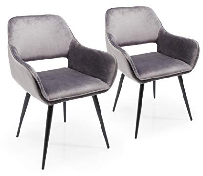 Kare Design Esszimmerstuhl San Francisco (2/Set), Grau, Polsterstuhl, mit Armlehnen, Wohnzimmer, 81x59x48 cm (H/B/T)