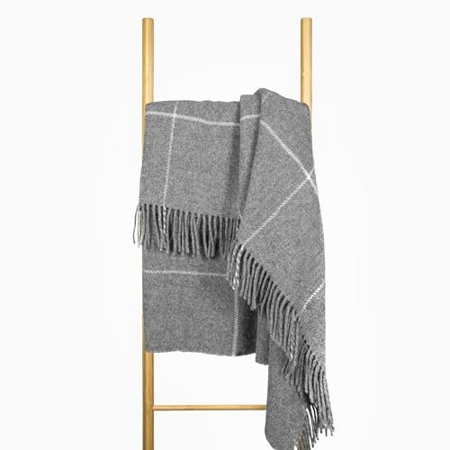 Wolldecke 140x200, 100% Schurwolle, warme & langlebige Decke, weiche Wohndecke Wolle, kuschelige Decke Wolle für Sofa & Bett, Hochwertige Schurwolldecke mit Fransen - Nostra ZELANDIA Wool Blanket