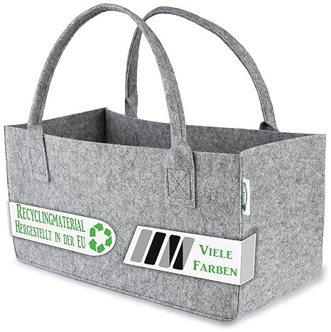 Filztasche Schwarz/Rot Einkaufstasche Kaminholztasche Kaminholzkorb Filz Transporttasche Auto Organizer Zeitungskorb (Grau, 1)