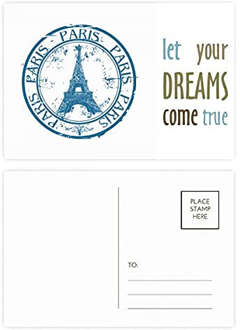 Paris Frankreich Eiffelturm Classic Country City Dream Come True, Postkarten-Set Dankeskarten 20 Stück