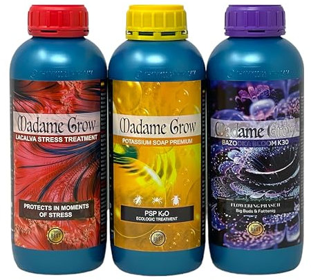 Madame Grow - Engrais Organique - Grossissement des bourgeons, protection des plantes, anti-stress et prévention - Pour plantes 420 - KIT CALIFORNIA (3x1L)