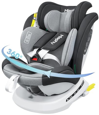 Miophy I-size Seggiolino Auto Isofix Girevole a 360°Gruppo 0+1/2/3, dalla nascita ai 12 anni, 40-150 cm