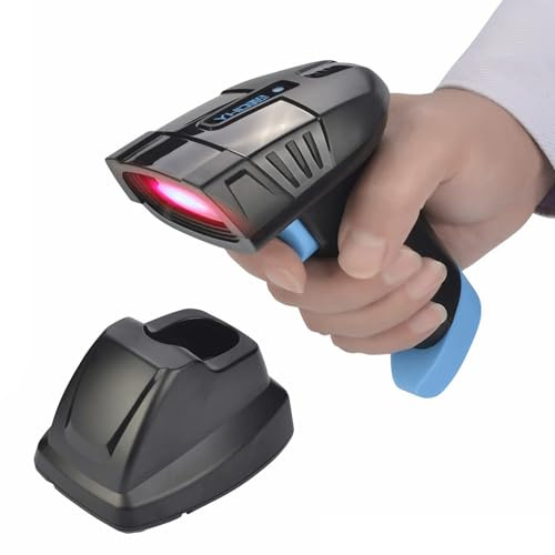 Barcode Scanner HD6100 HDWR, 1D Code Scanner, ideal für Lager und Geschäft, Dockingstation automatischen Aufladen des Lesegeräts, Kabelloser Codeleser EAN