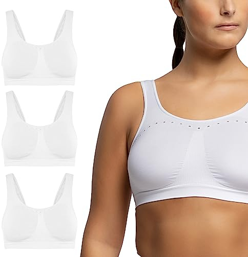 POMPEA 3 Pezzi Reggiseno Senza Ferretto e Senza Cuciture con Sistema di Sostegno, Brassiere Morbida ed Elastica con Spalla Larga