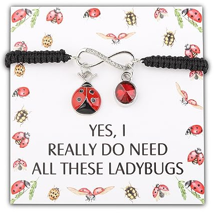 PLITI Bracelet coccinelle porte-bonheur pour fan de coccinelle Oui I Really Do Need All These Ladybugs Bracelet pour les amateurs d'insectes