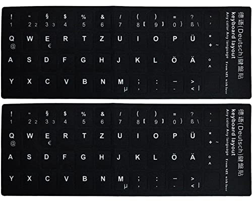 Fituenly 2pcs Universal Deutsche Tastaturaufkleber, Computer -Tastatur -Aufkleber Buchstabe Alphabet Für Computer Laptop Notebook Desktop