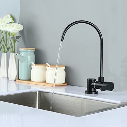 Küchenarmatur für Umkehrosmoseanlage Trinkwasserhahn mit 360 ° Drehung Klappspüle Wasserhahn-Schwarz A