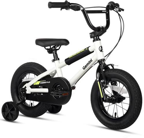 AVASTA 12 pollici bambini bicicletta stile BMX con ruote di formazione freno coaster per 1 2 3 4 anni ragazzi ragazze bambini principianti rider, bianco